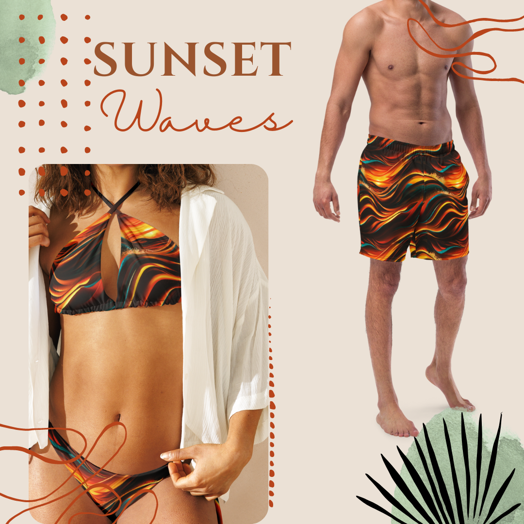 Bundle Sunset Waves - Matching Bathing Suits for Couples