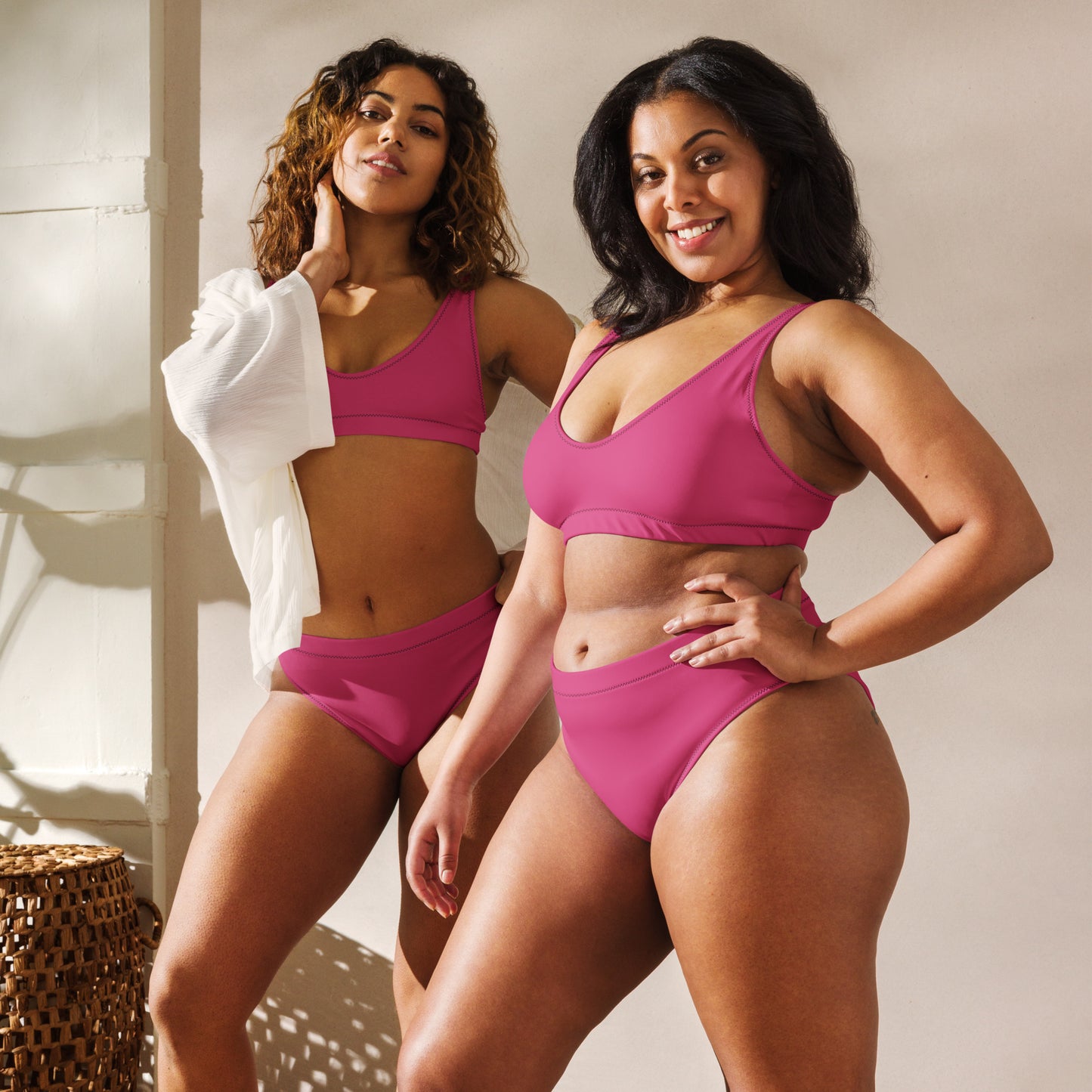 Pink Recycled high-waisted bikini - Monochrome