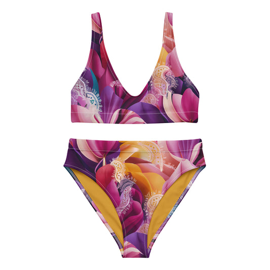 Vibrant Golden Recycled High-Waisted Bikini - Radiant Harmony Collection