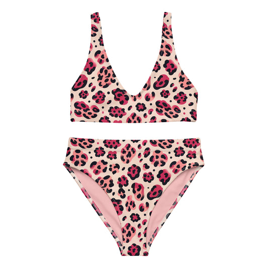 Pink Leopard Recycled High-Waisted Bikini - Silva Rubra Collection