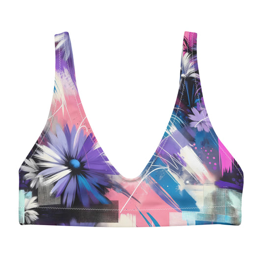 Daisies Lilac Recycled Padded Bikini Top - Spring 2024 Collection