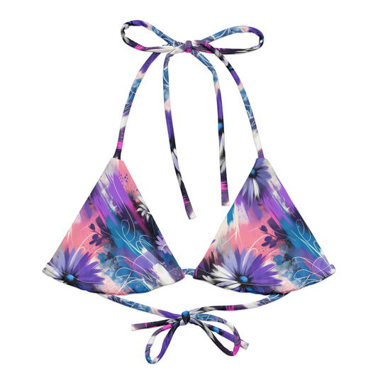 Daisies Lilac Recycled String Bikini Top - Spring 2024 Collection