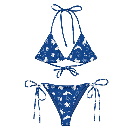 Marine Blue Recycled String Bikini - Undersea Collection