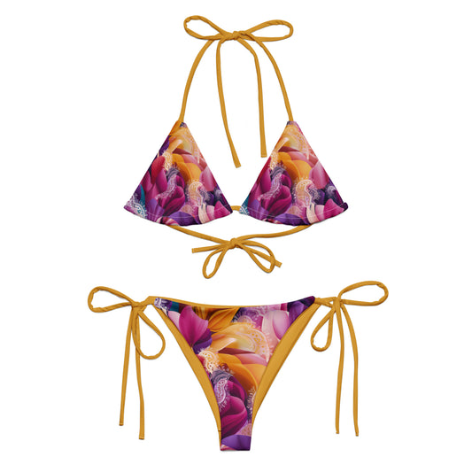 Vibrant Golden Recycled String Bikini Slip - Radiant Harmony Collection