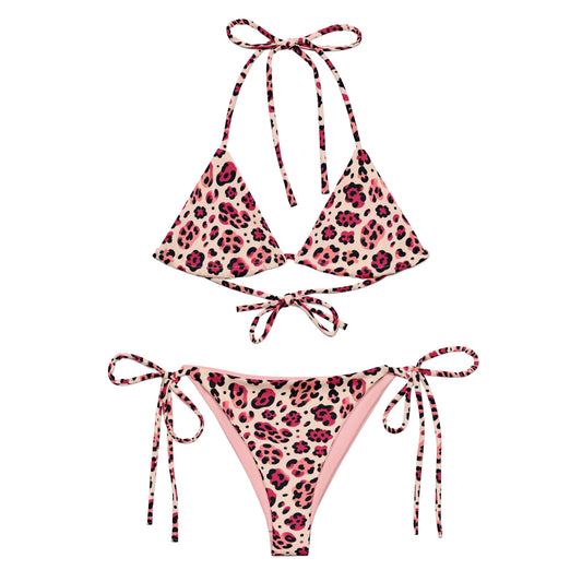 Pink Leopard Recycled String Bikini - Silva Rubra Collection