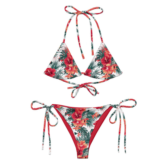 Tropical Floral Bliss Recycled string bikini - Matching Bathing Suit