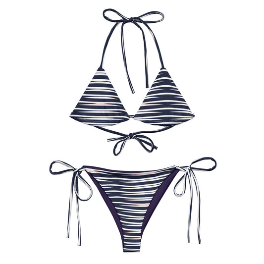 Nautical Stripes Recycled String Bikini - Matching Bathing Suits