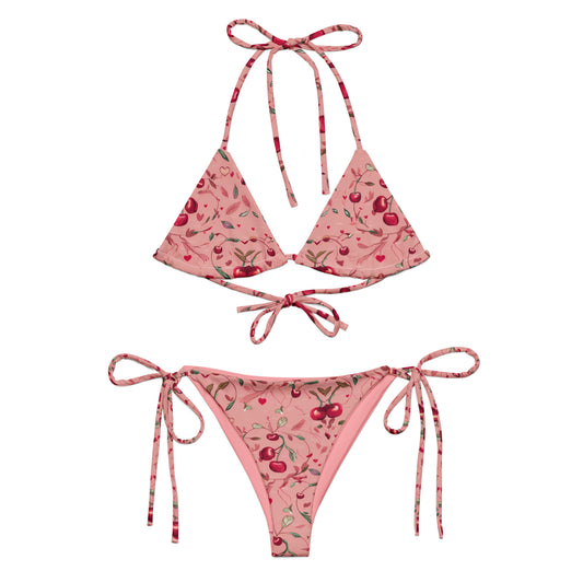 Cherry Love Recycled string bikini - Matching Bathing Suits