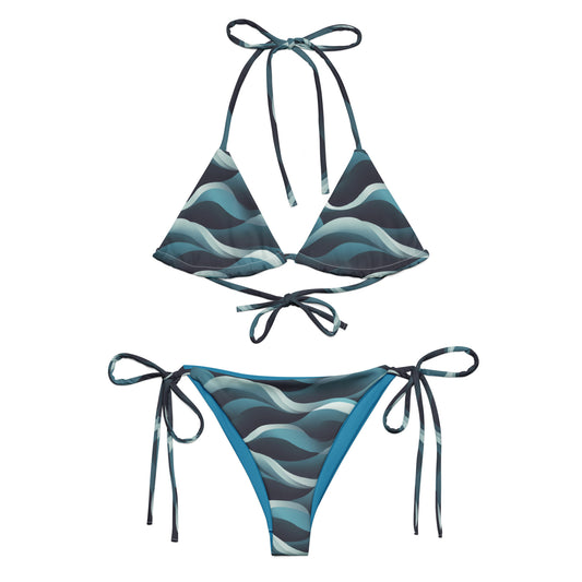 Blue Waves Recycled string bikini - Matching Bathing Suits