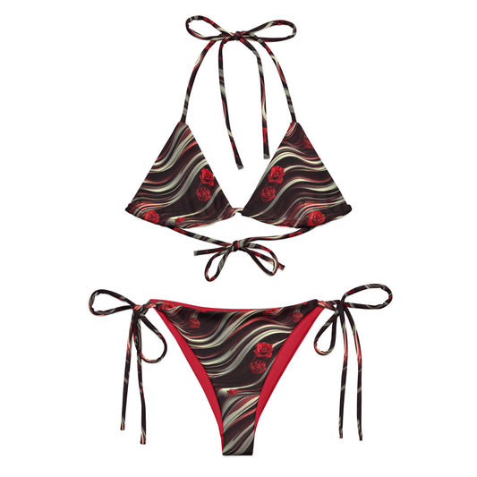 Crimson Waves Recycled string bikini - Matching Bathing Suits