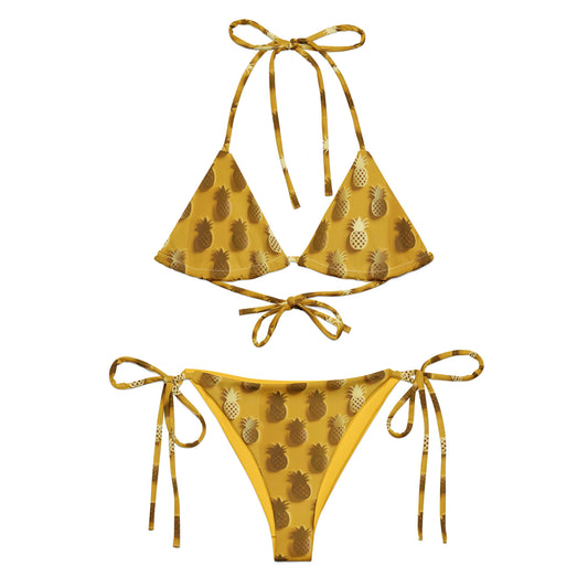 Golden Pineapples Recycled string bikini - Matching Bathing Suits