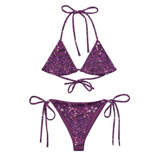 Purple Glitter Recycled string bikini - Matching Bathing Suits