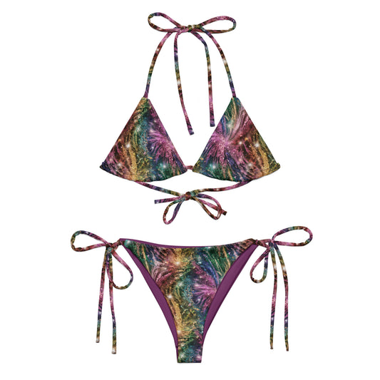 Rainbow Glitter Recycled string bikini - Matching Bathing Suits