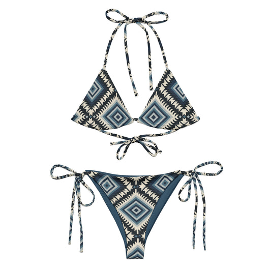 Blue Aztec Diamonds Recycled string bikini - Matching Bathing Suits