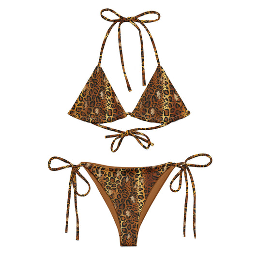 Golden Leopard Recycled string bikini - Matching Bathing Suits