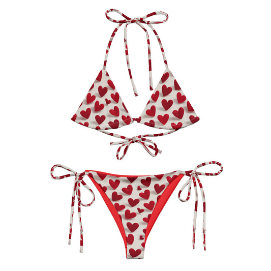 Hearts Scatter Recycled string bikini - Matching Bathing Suits