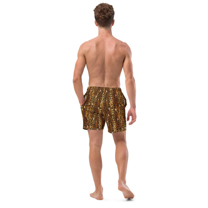 Golden Leopard Recycled Men's Swim Trunks - Matching Bathing Suits