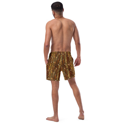 Golden Leopard Recycled Men's Swim Trunks - Matching Bathing Suits