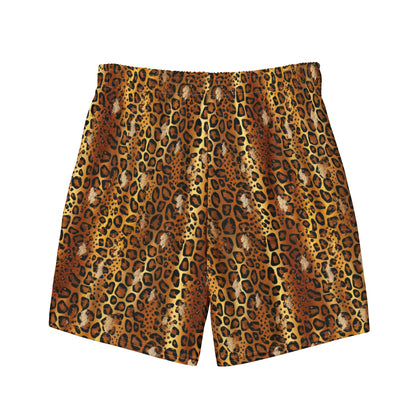 Golden Leopard Recycled Men's Swim Trunks - Matching Bathing Suits