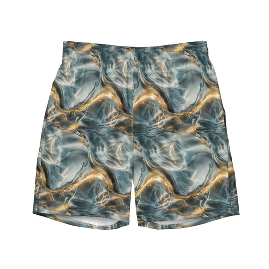 Liquid Gold Waves Recycled Men's Swim Trunks - Matching Bathing Suits