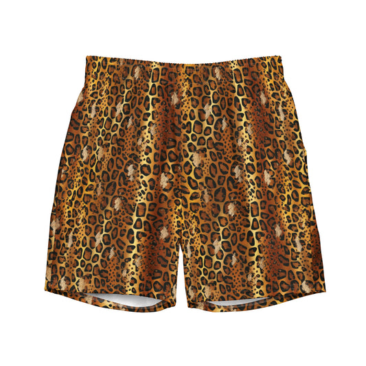 Golden Leopard Recycled Men's Swim Trunks - Matching Bathing Suits