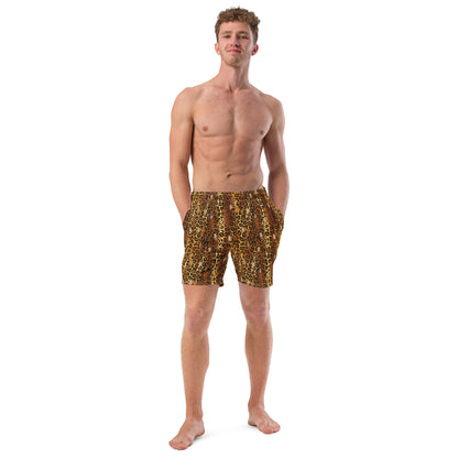 Golden Leopard Recycled Men's Swim Trunks - Matching Bathing Suits