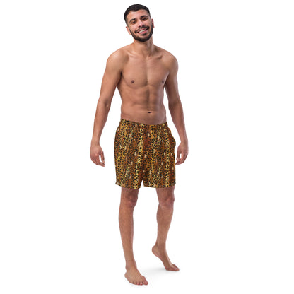 Golden Leopard Recycled Men's Swim Trunks - Matching Bathing Suits