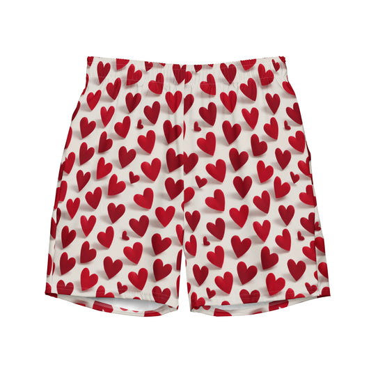 Hearts Scatter Recycled Men's Swim Trunks - Matching Bathing Suits