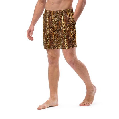 Golden Leopard Recycled Men's Swim Trunks - Matching Bathing Suits