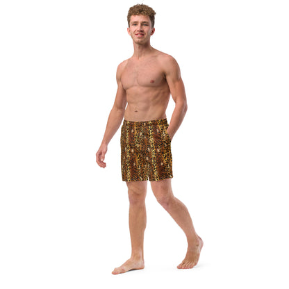 Golden Leopard Recycled Men's Swim Trunks - Matching Bathing Suits