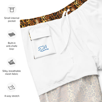 Golden Leopard Recycled Men's Swim Trunks - Matching Bathing Suits