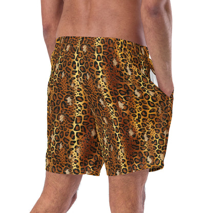 Golden Leopard Recycled Men's Swim Trunks - Matching Bathing Suits
