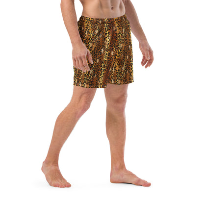 Golden Leopard Recycled Men's Swim Trunks - Matching Bathing Suits
