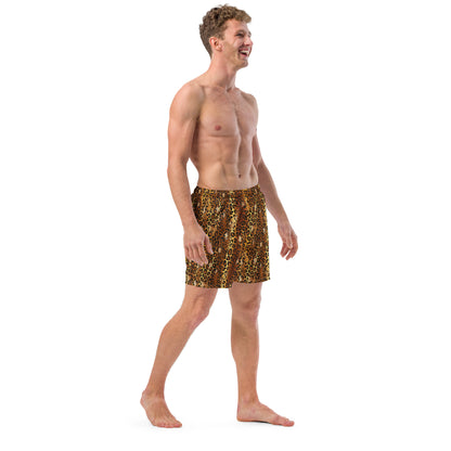 Golden Leopard Recycled Men's Swim Trunks - Matching Bathing Suits