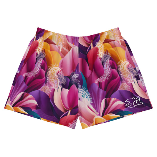 Vibrant Golden Women’s Recycled Athletic Shorts - Radiant Harmony Collection